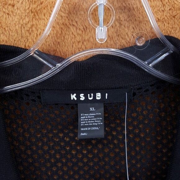 KSUBI Shirt Mens XL Black Button Up Sheer Mesh Knit NET WORTH RESORT - Picture 3 of 9
